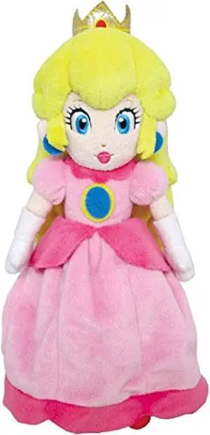little buddy super mario all star collection 1418 peach stuffed plush, 10",multicolor