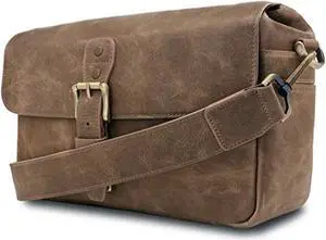 megagear torres mg1705 genuine leather camera messenger bag for mirrorless, instant and dslr cameras - mink