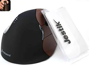 evoluent - ergonomical wireless verticalmouse & jestik microfiber cloth - right handed - small size - brown & black