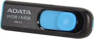 a-data memory flash auv128-64g-rbe 64gb usb3.0 flash drive uv128 (r90 w40) black/blue
