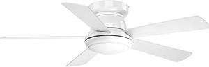 progress lighting p2572-3030k protruding mount, 5 white blades ceiling fan with 18 watts light, white