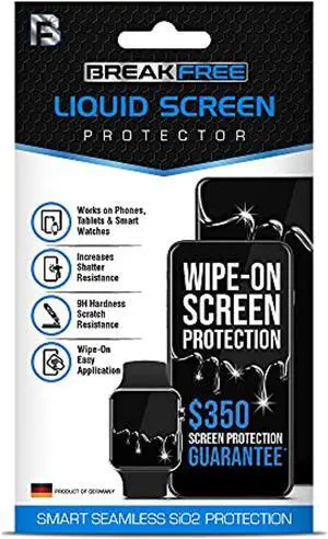 break free liquid glass screen protector with $350 coverage | wipe on scratch and shatter resistant nano protection for all phones tablets and smart watches - universal fit