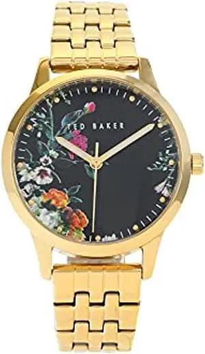 ted baker women's quartz stainless steel strap, gold, 16 casual watch (model: bkpfzs117)