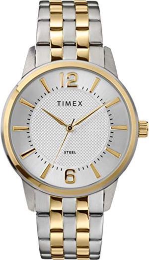 timex men's dress analog 40mm stainless steel bracelet watch, two-tone