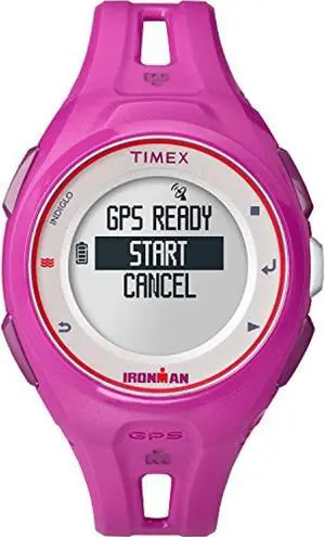timex unisex tw5k87400 ironman run x20 gps full-size magenta resin strap watch