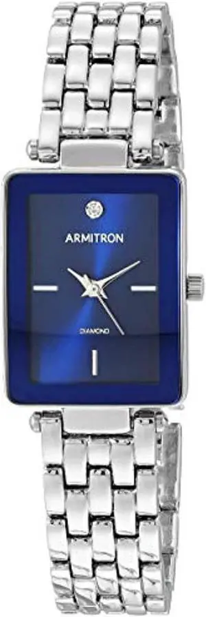 armitron women's genuine diamond dial silver-tone bracelet watch, 75/5769blsv