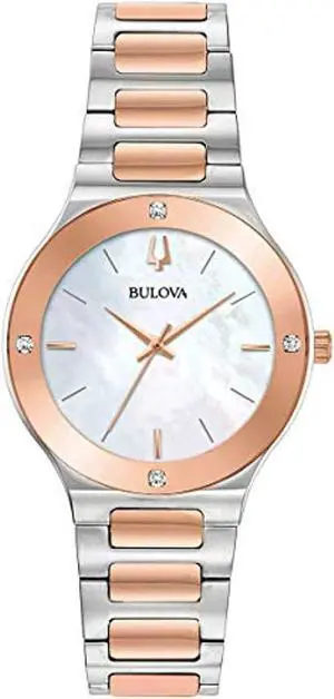 bulova 98r274 futuro women's watch silver/rose gold 32mm stainless steel