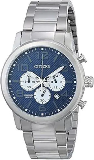 citizen quartz mens watch, stainless steel, classic, silver-tone (model: an8050-51m)