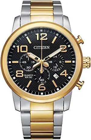 citizen quartz mens watch, stainless steel, classic, two-tone (model: an8054-50e)