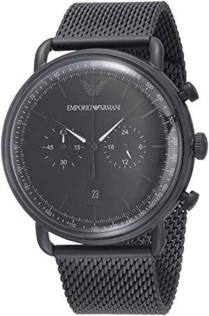 emporio armani aviator chronograph quartz black dial men's watch ar11264