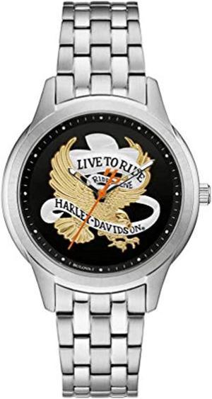 harley-davidson women's live to ride eagle stainless steel watch, silver 76l194