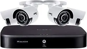 lorex weatherproof indoor/outdoor home surveillance security system,4 x 4k ultra hd cameras w/color night vision,advanced motion detection&smart home compatibility(4 pack)-incl.1tb 8 channel 4k dvr