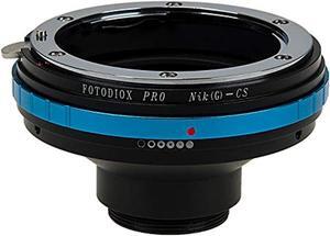 fotodiox pro lens mount adapter - compatible with nikon f mount g-type d/slr lenses to cs-mount (1" screw mount) cine & cctv camera body with built-in aperture control dial