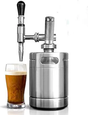 nitro cold brew coffee maker - home brew coffee keg, nitrogen coffee machine dispenser system w/ pressure relieving valve kit & stout creamer faucet, stainless steel - nutrichef ncntrocb10