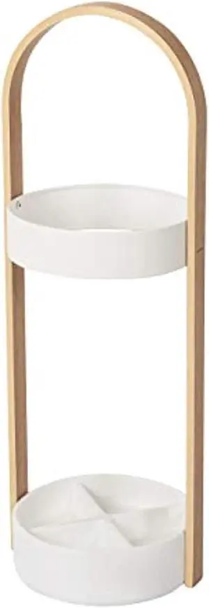 umbra space saving bellwood umbrella stand, white/natural umbra space saving bellwood umbrella stand, white/natural