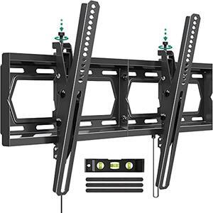 tilting tv wall mount bracket universal low profile tv mount for 42-70 inch flat screen tvs, 17 smooth tilt, fits 16/18/24" studs, max vesa 600x400mm, 100 lbs. loading, can be leveled after install