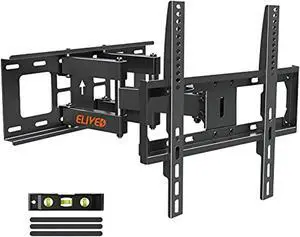 full motion tv mount tv wall mount with swivel and tilt for most 26-55 inch flat screen tvs, wall mount tv bracket with dual articulating arms, max vesa 400x400, holds up to 99 lbs. 16" studs elived
