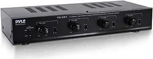 4 channel speaker selector switch - multi zone a b speaker distribution controller box w/ independent audio source volume control, supports home theater stereo amplifier receiver system - pyle pslsw4