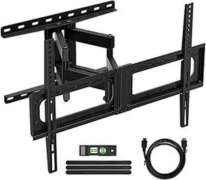 full motion tv mount for most 32-75 inch tvs, universal tv wall mount bracket with dual articulating arms swivel tilt extend level, max vesa 600x400mm holds 132lbs