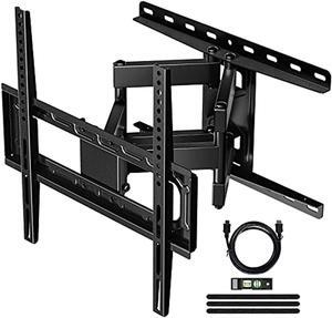 full motion tv mount for most 26-55 inch tvs, universal tv wall mount bracket with dual articulating arms swivel tilt level extend, max vesa 400x400mm holding 132lbs