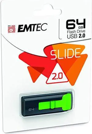 emtec c450 flash drive, 64gb, black & green