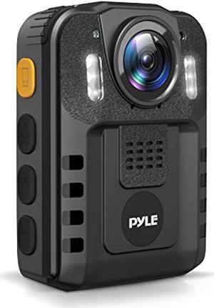 police security video compact camera - hd 2304x1296p rechargeable wireless waterproof wearable law enforcement mini surveillance cam, audio video recording, night vision, motion detector - pyle ppbcm6