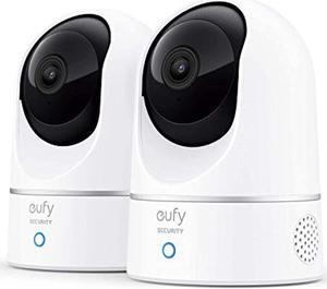 eufy security solo indoorcam p24 2-cam kit, 2k security indoor camera pan & tilt, plug-in camera with wi-fi, human & pet ai, voice assistant compatibility, motion tracking, homebase not compatible