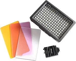 ultimaxx led digital video light of 160 led 5600k video lighting kit includes rotating cold shoe mount and 3 filters for canon, nikon, sony, pentax, sigma, fuji, olympus, panasonic, jvc, samsung