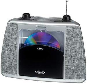 jensen home cd player system sport handle + bluetooth boombox portable bluetooth music system with cd player +cd-r/rw & fm radio with aux-in & headphone jack line-in (cd-565sl black/silver)