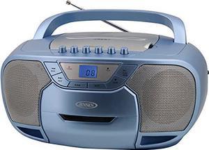 jensen cd-590-bl portable bluetooth stereo mp3 cd cassette player/recorder with am/fm radio