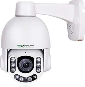 ptz poe camera outdoor sv3c poe camera 5mp with 10 led hd night vision, 5x zoom, two way audio, ip66 metal shell, motion detection, ip security surveillance dome camera supports sd card, rtsp