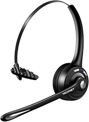 tecknet trucker bluetooth headset, wireless on ear headphones with noise cancelling microphone for cellphone pc, single ear headset with mute mic for home, office, call center, skype