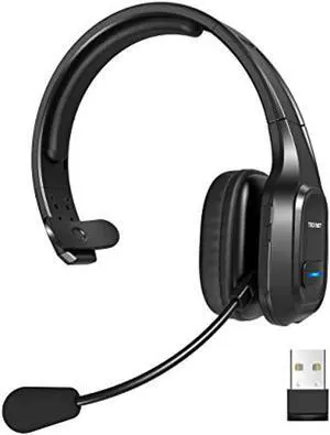 tecknet bluetooth trucker headset with microphone noise canceling wireless on ear headphones, hands free telephone headset for cell phone computer office home call center skype (black)