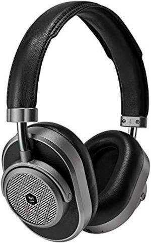 master & dynamic mw65 active noise-cancelling (anc) wireless headphones - bluetooth over-ear headphones with mic - gunmetal/ black leather