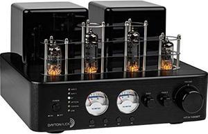 dayton audio hta100bt hybrid stereo tube amplifier with bluetooth usb aux phono in sub out 100w