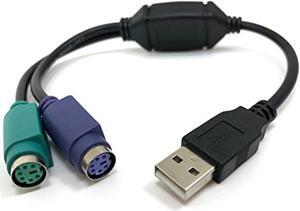 Micro Connectors USB-A Male to (2) PS/2 Female Y Splitter Adapter (G08-213)