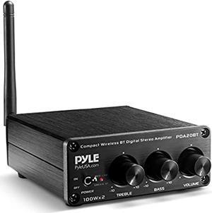 bluetooth hifi mini audio amplifier - class d digital desktop pc stereo amplifier receiver (2 x 100 watt max) aluminum diecast- pyle pda20bt, micro amp