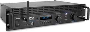 2-channel bluetooth power amplifier - 2000w bridgeable rack mount pro audio sound wireless home stereo receiver w/trs xlr input, lcd, bridge mode, cooling fan - entertainment speaker system - pyle