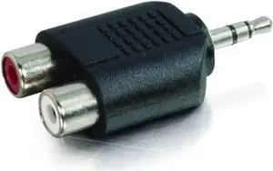 c2g 40645 3.5mm stereo male to dual rca female audio adapter, taa compliant, black