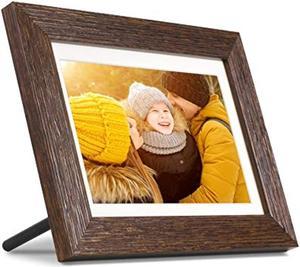 aluratek 8" wifi distressed wood digital photo frame with touchscreen and 16gb built-in memory, usb/sd/sdhc supported, clock, calendar, weather