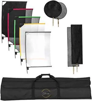 glow portable frame scrim kit complete studio flag and diffusion set with collapsible frames (24 x 36)