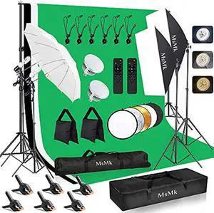 [upgraded led bulb] photography lighting kit 8.5x10ft backdrop support system and led softbox set, 6400k bulbs, umbrella, video studio continuous lighting kit for photo studio, and video shooting