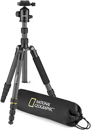 national geographic travel photo tripod kit with monopod, carbon fibre, 5-section legs, twist locks, load up 8kg, carrying bag, ball head, quick release, ngtr004tcf (ngr004tcf)