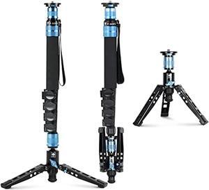 sirui p-325fs camera monopod, 55.1 lightweight carbon fiber photo video monopod, 5-section telescopic monopod with feet, modular design, quick deploy, leg only
