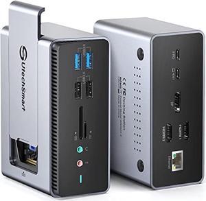docking station, utechsmart 15 in 1 full quadruple display usb c docking station,compatible with macos&windows,thunderbolt 3 dock with ssd enclosure (2*hdmi,dp, pd3.0,sd/tf,rj45,audio&micro,usb ports)