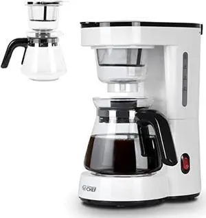 commercial chef coffee maker, drip coffee maker with pour over filter, 5 cup coffee maker with 0.75l water tank, brews in 6 minutes