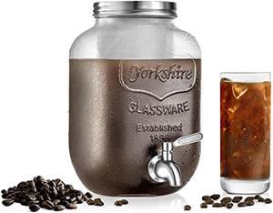 1 gallon glass coffee maker - wide-mouth authentic mason jar, cold brew coffee maker with stainless tap and spigot metal lid filters, 100% leak-proof and drip-free - nccoff87
