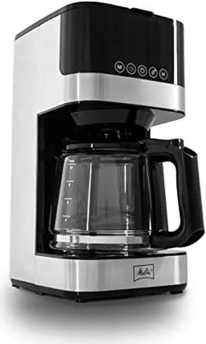 melitta aroma tocco glass drip coffee maker | programmable coffee machine | glass carafe coffee pot | 10 cup coffee maker | glass touch control panel | stainless steel accented coffee maker