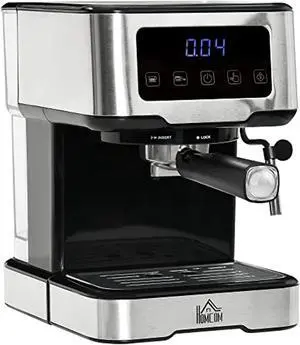 homcom espresso machine with milk frother wand, 15-bar pump coffee maker with 1.5l removable water tank for espresso, latte and cappuccino