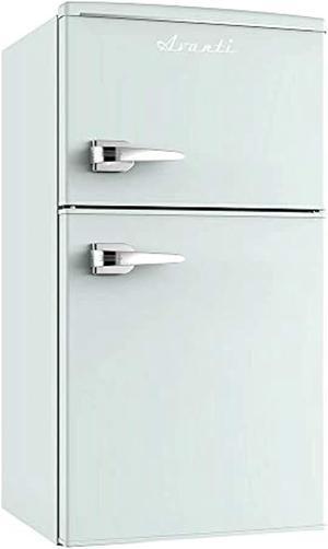 avanti rmrt30x7g-is mini fridge with freezer 3 cu. ft. capacity retro-styled for home office or dorm, manual defrost and adjustable temperature, 3 cu.ft, green